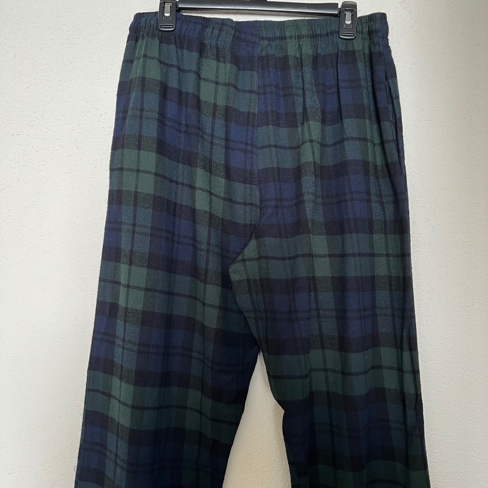 Polo Ralph Lauren Mens‎ Black Watch Plaid Flannel Pajama Pants Navy Green Large - Picture 8 of 15